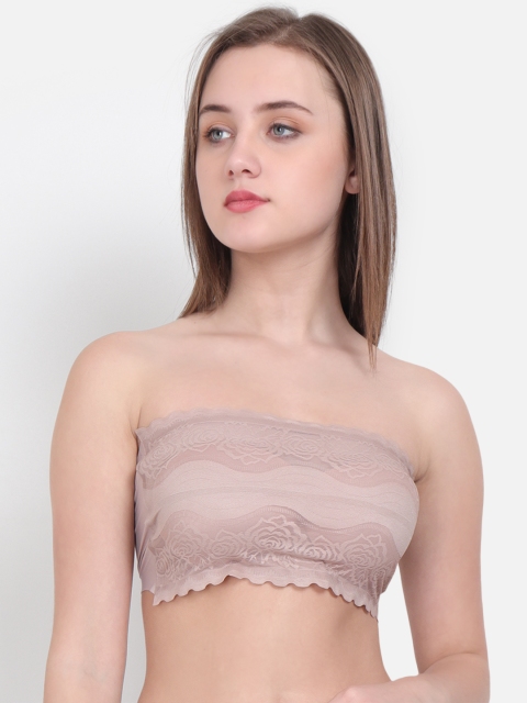 

Golden Girl Peach-Coloured Lace Non-Wired Lightly Padded Bralette Bra 6030