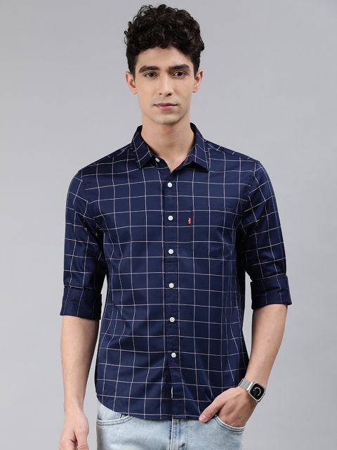 

Levis Men Blue Slim Fit Windowpane Checked Casual Shirt