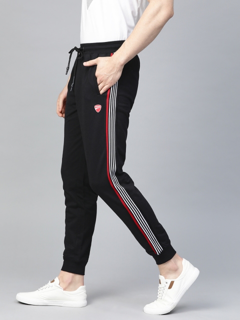 

Ducati Men Black Straight Fit Joggers with Side Stripes