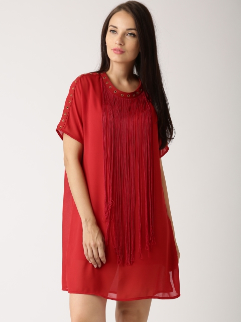 

All About You Red Fringed Shift Dress