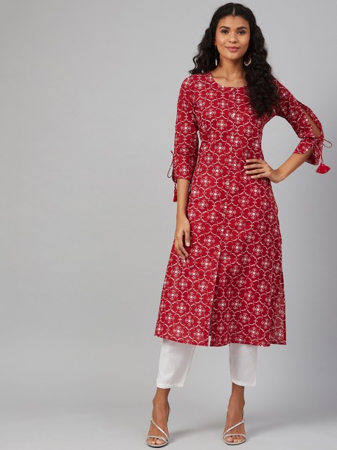 

See Designs Women Red & White Printed A-Line Kurta