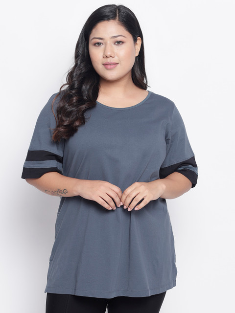 

Amydus Women Grey Solid Round Neck T-shirt
