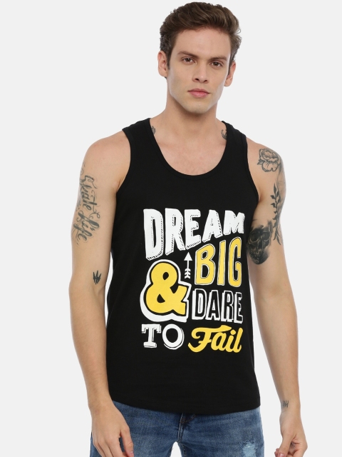 

IMYOUNG Men Black Printed Scoop Neck T-shirt