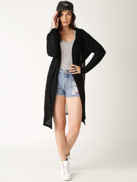 

all about you Women Black Solid Open Front Shrug