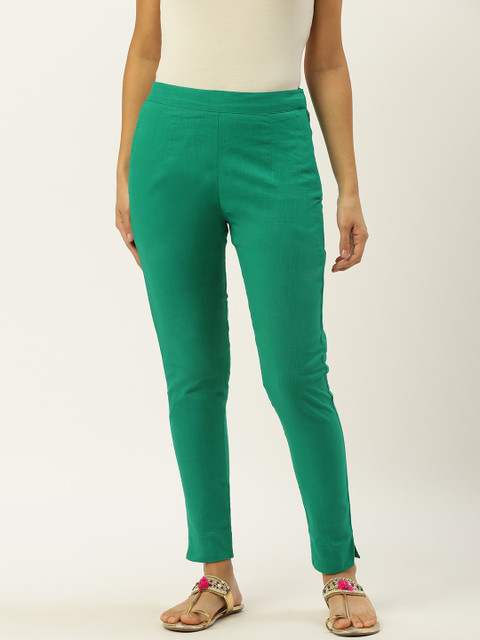 

RANGMAYEE Women Green Solid Regular Fit Trousers
