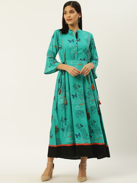 

RANGMAYEE Women Green & Black Printed Maxi Dress