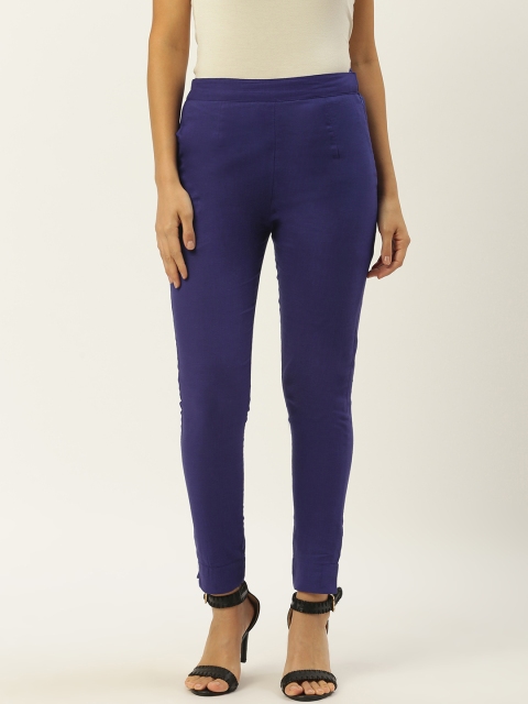 

RANGMAYEE Women Blue Straight Fit Solid Regular Trousers