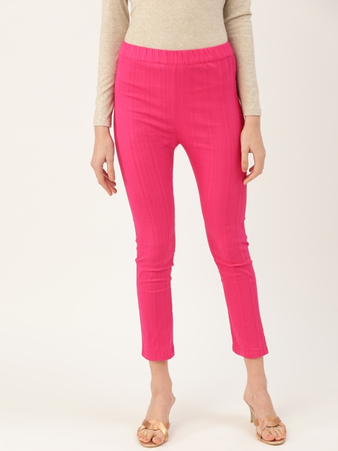 

Rangmayee Women Pink Straight Fit Solid Treggings