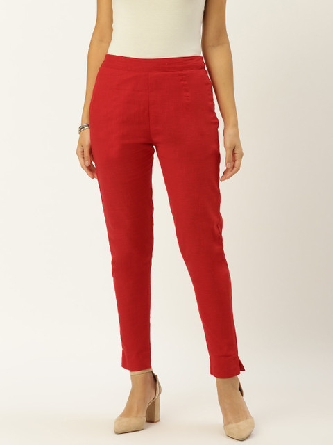 

RANGMAYEE Women Red Regular Fit Solid Trousers