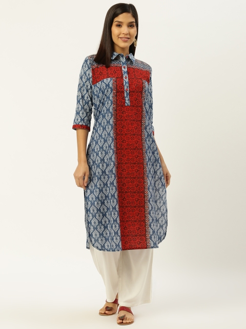 

RANGMAYEE Women Blue & Off-White Printed Kurta with Palazzos