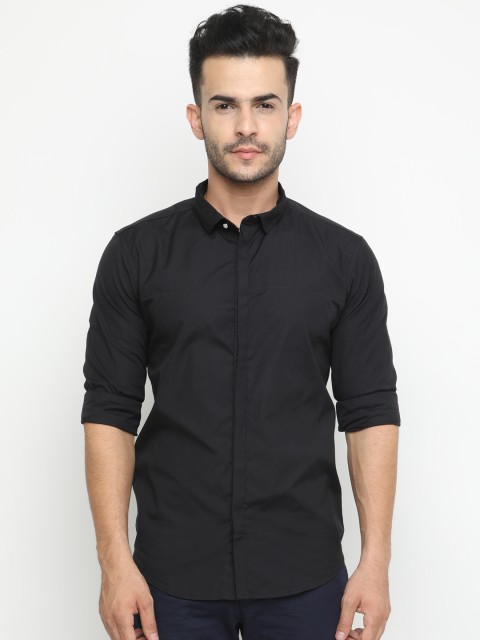 

WITH Men Black Slim Fit Solid Casual Shirt