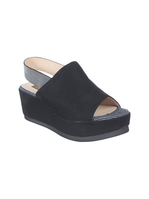 

Flat n Heels Women Black Solid Suede Wedges