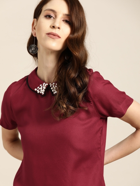 

all about you Women Maroon Solid Top