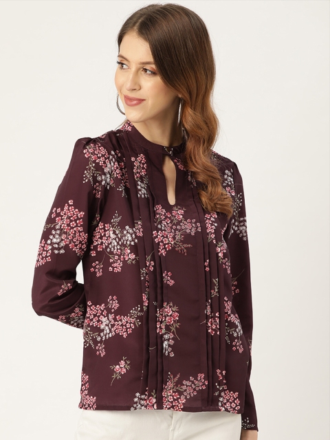 

all about you Women Burgundy & Pink Floral Printed Top