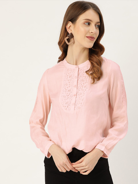 

all about you Women Pink Self Design Blouson Top