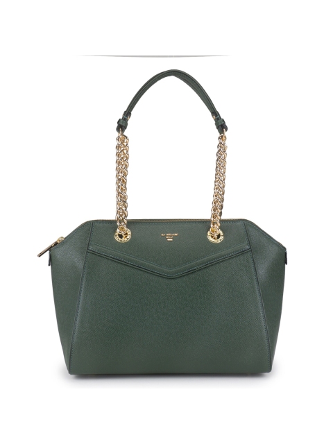 

Da Milano Green Solid Leather Shoulder Bag