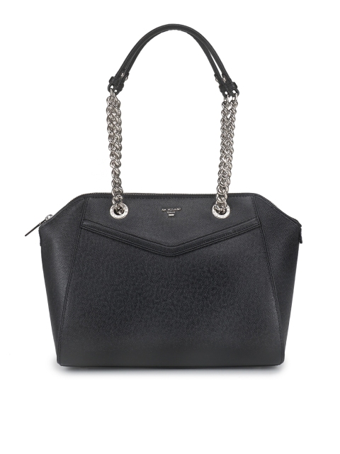 

Da Milano Black Solid Leather Handheld Bag