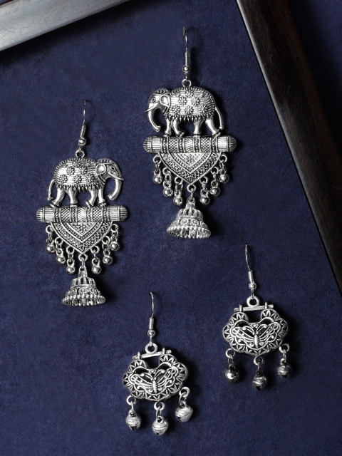 

Rubans Set of 2 Silver-Plated Handcrafted Classic Drop Earrings