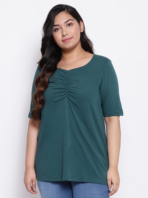 

Amydus Women Green Solid Longline Top