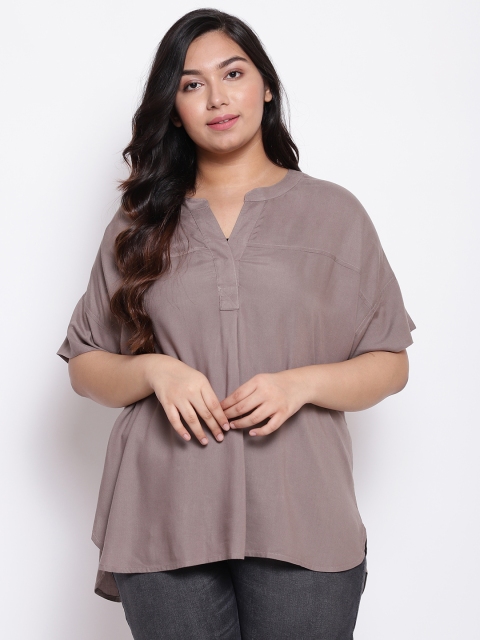

Amydus Women Taupe Solid High-Low Top
