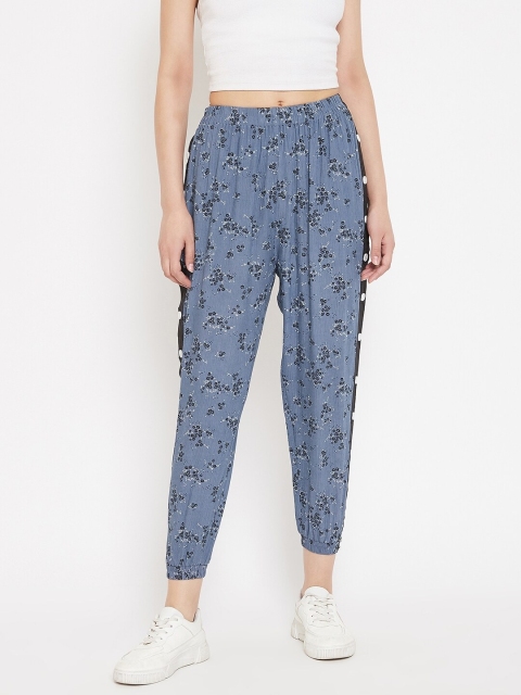 

LUCERO Women Purple & Black Loose Fit Printed Joggers