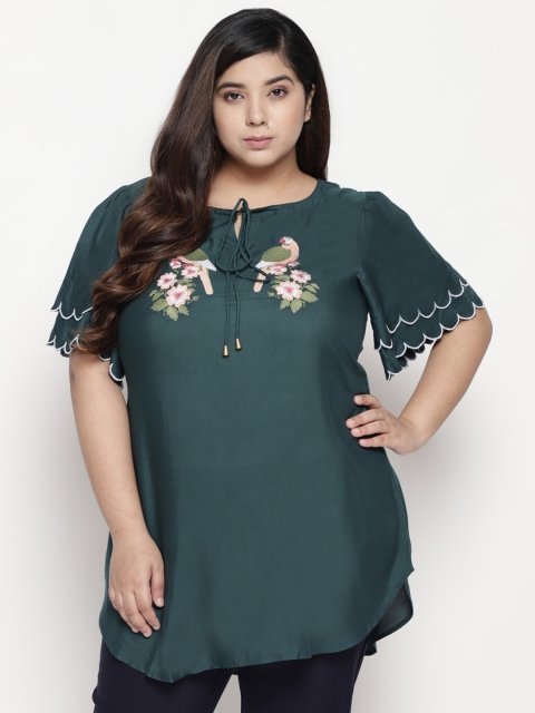 

Amydus Women Green Embroidered Top