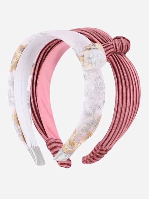 

CUTECUMBER Girls Set of 2 Pink & Silver-Toned Embellished Hairbands