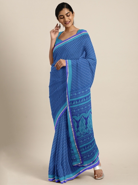 

KALINI Blue Printed Pure Chiffon Saree
