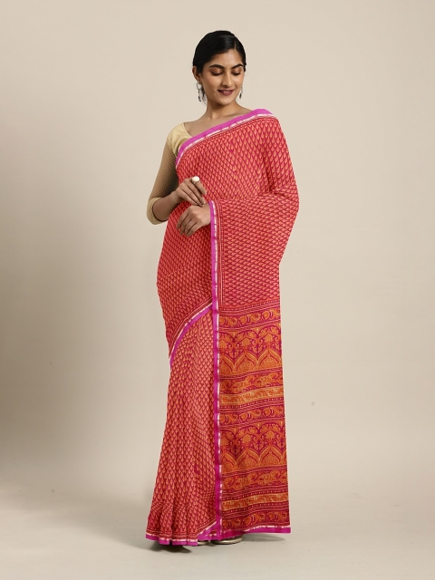 

KALINI Orange & Maroon Pure Chiffon Printed Saree