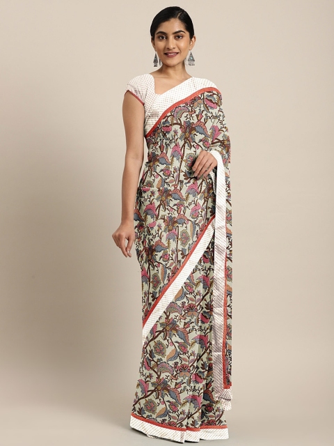 

KALINI Grey & Brown Pure Georgette Floral Printed Saree