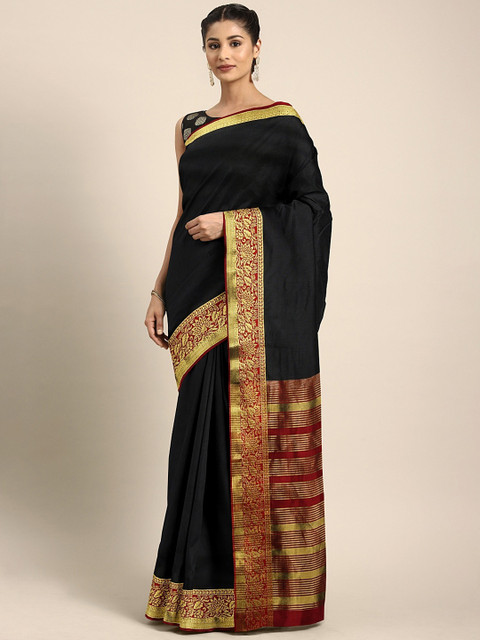

KALINI Black Solid Poly Silk Saree