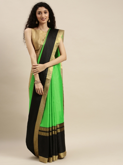 

KALINI Green & Black Poly Silk Colourblocked Saree