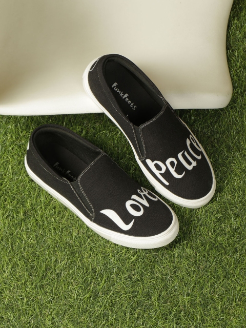 

FF FUNKFEETS Love N Peace Unisex Black Printed Slip-On Sneakers