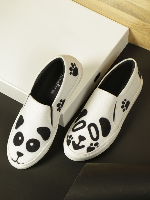 

FF FUNKFEETS Unisex White & Black Panda Print Slip-On Sneakers