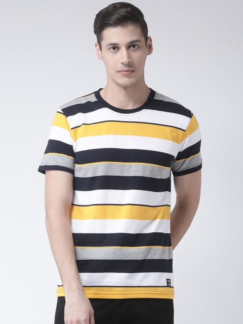 

Club York Men Navy Blue Striped Round Neck T-shirt