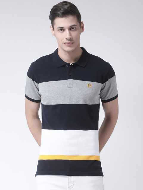 

Club York Men Navy Blue Colourblocked Polo Collar T-shirt