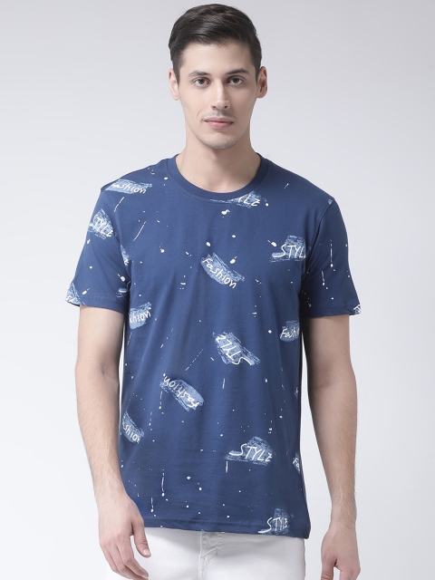 

Club York Men Blue & White Printed Round Neck T-shirt
