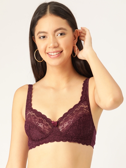 

DressBerry Burgundy Lace Non-Wired Non Padded Everyday Bra DB-RB-001BA