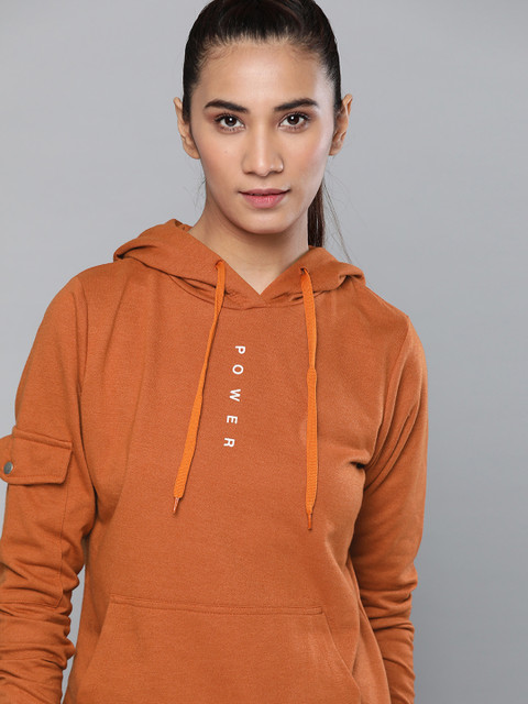 

Kook N Keech Women Rust Brown & White Printed Hooded Sweatshirt