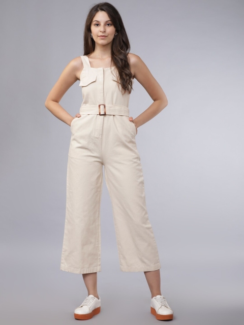 

Tokyo Talkies Women Cream-Coloured Solid Basic Jumpsuit