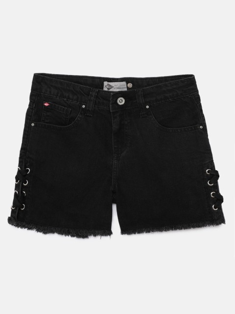 

Lee Cooper Girls Black Washed Regular Fit Pure Cotton Denim Shorts