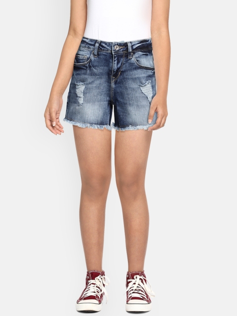 

Lee Cooper Girls Blue Washed Regular Fit Denim Shorts