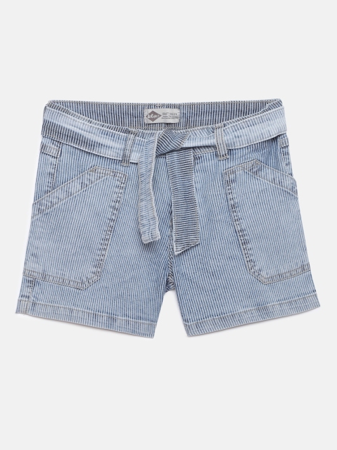 

Lee Cooper Girls Blue Striped Regular Fit Denim Shorts