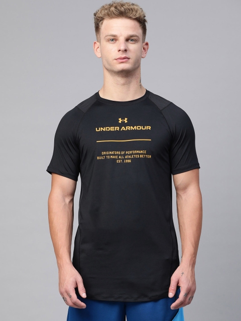 

UNDER ARMOUR Men Black & Mustard Yellow MK-1 Graphic T-shirt