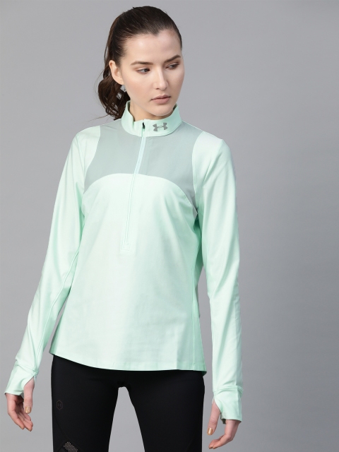 

UNDER ARMOUR Women Sea Green Solid Qualifier Half Zip T-shirt