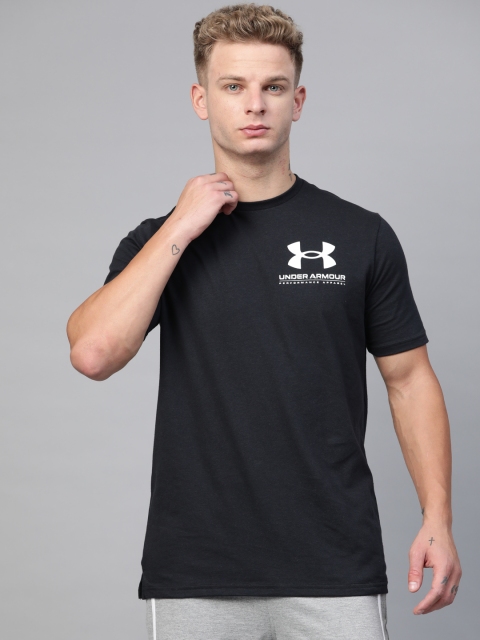 

UNDER ARMOUR Men Black & White Performance Big Logo Printed Back Sports T-shirt