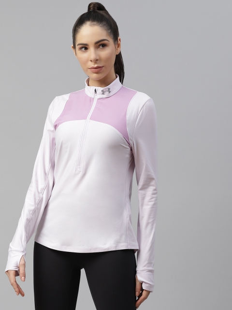 

UNDER ARMOUR Women Lavender Qualifier Half Zip Running T-Shirt