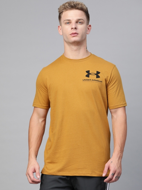 

UNDER ARMOUR Men Mustard Yellow Performance Big Logo Print T-shirt