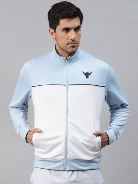 

UNDER ARMOUR Men Blue & White Colourblocked Project Rock Knit Track Jacket