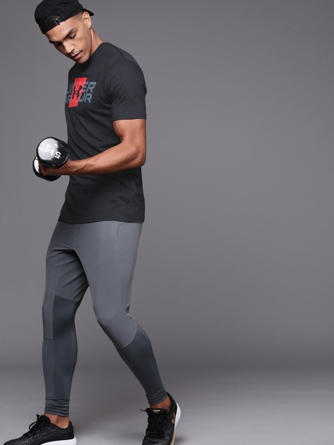 

UNDER ARMOUR Men Black & Red Brand Logo Print Box Logo Wordmark Short Sleeves T-Shirt